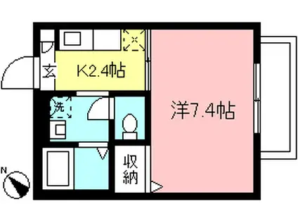 メゾンドール生田(1K/1階)の間取り写真