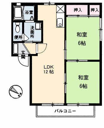 コーポ松浦II(2LDK/2階)の間取り写真