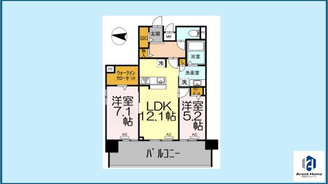 LENVOL MEIEKI(2LDK/9階)の間取り写真