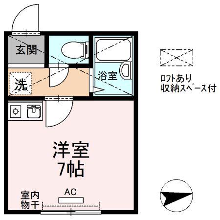 ベルトピア岩倉(ワンルーム/1階)の間取り写真