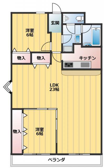 Mスタジアム(2LDK/5階)の間取り写真