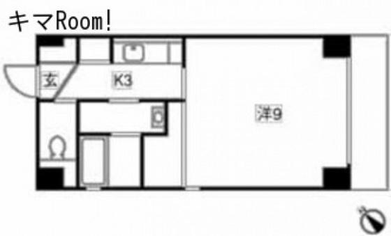 グリーンハウス(1K/3階)の間取り写真