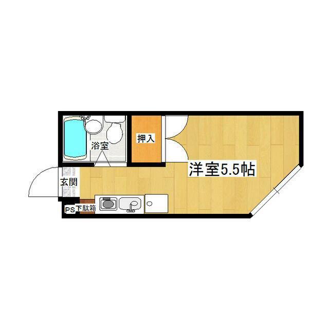 ハイツTBS(ワンルーム/2階)の間取り写真