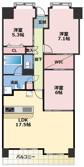 フロンティアタワー難波イースト(3LDK/13階)の間取り写真