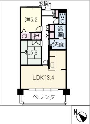 JMU久居社宅F棟(2LDK/2階)の間取り写真
