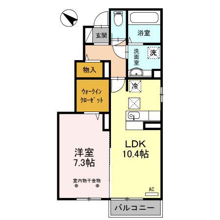 サンフィールド(1LDK/1階)の間取り写真