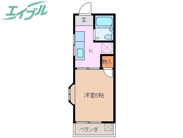 ヒルズ生桑町(1K/1階)の間取り写真