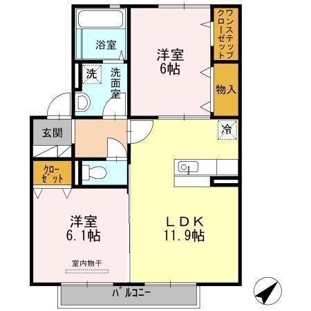サーフスリィフォレスタ(2LDK/2階)の間取り写真