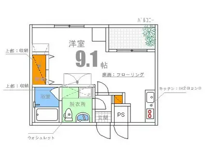 オリエントビル ウエストタワーNO.77(1K/17階)の間取り写真
