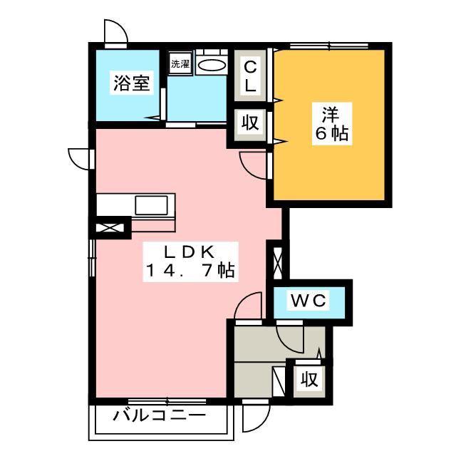 グランドールS II(1LDK/1階)の間取り写真