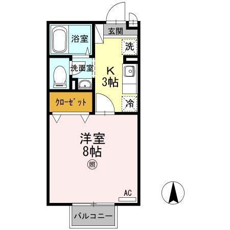 コーポラス羽屋A(1K/1階)の間取り写真