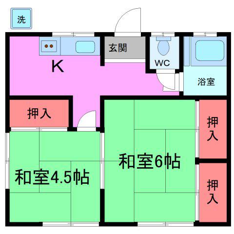 中台荘(2K/1階)の間取り写真