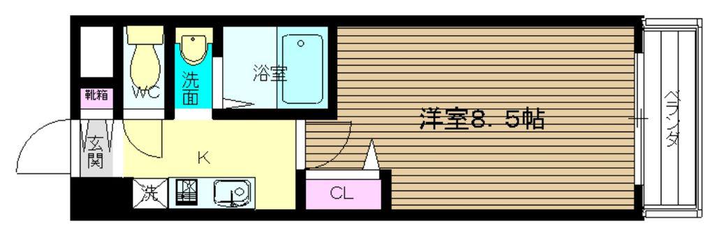 プルミエールメゾン江坂(1K/8階)の間取り写真