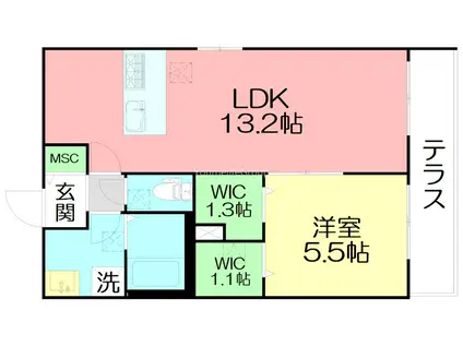 へーベルメゾン湘南本町(1LDK/1階)の間取り写真