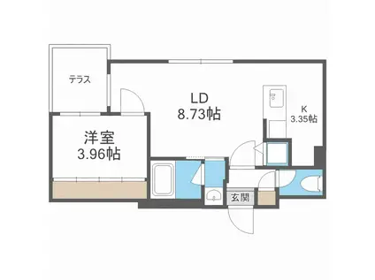 ARISTO北7条(1LDK/1階)の間取り写真