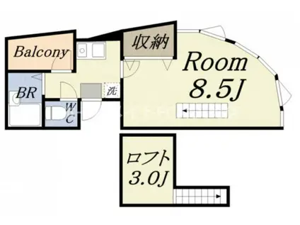 レジデンス夕凪(1SK/4階)の間取り写真