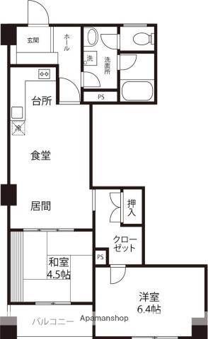 GRAND SUNPIA(2LDK/3階)の間取り写真