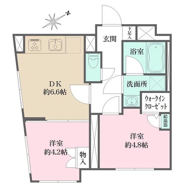 FIKA大井町(2DK/5階)の間取り写真