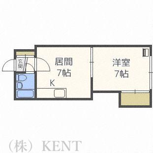 ラベラヴィータ西町(1DK/2階)の間取り写真