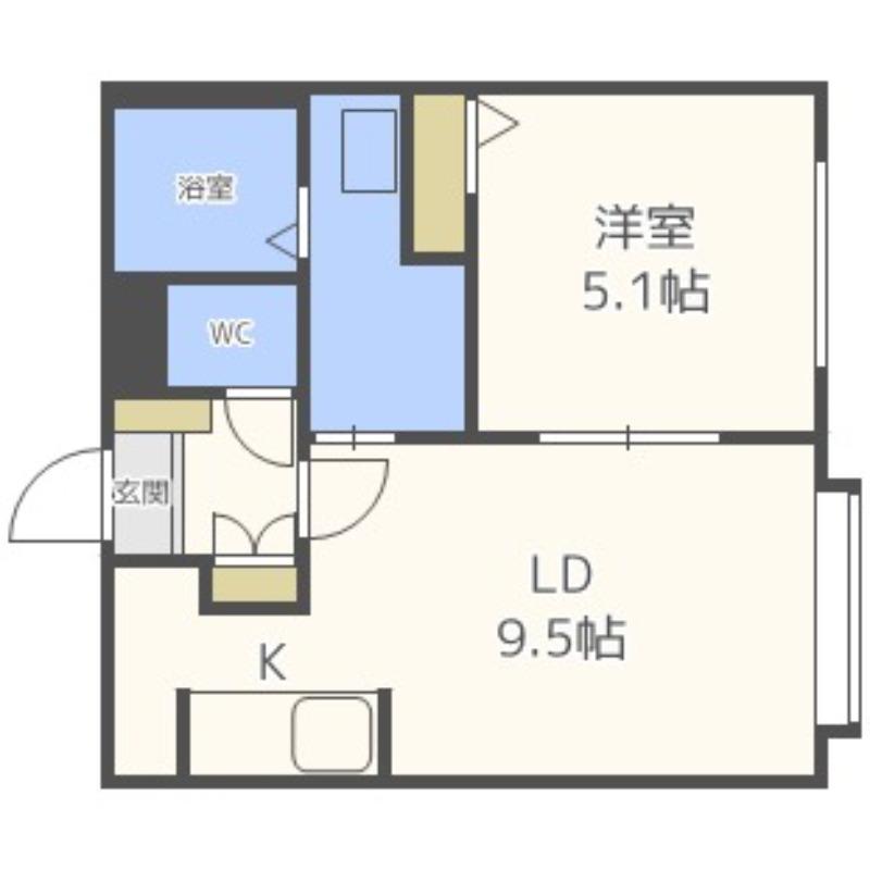 平岸アペリオ(1LDK/4階)の間取り写真