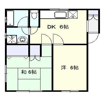 コーポかがやきII(2DK/1階)の間取り写真