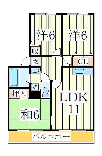 フレマリール柏(3LDK/2階)の間取り写真