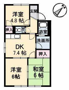 フレグランスやぐち(3DK/1階)の間取り写真
