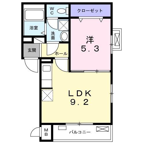 アビテ オヴェスト カンオン(1LDK/3階)の間取り写真