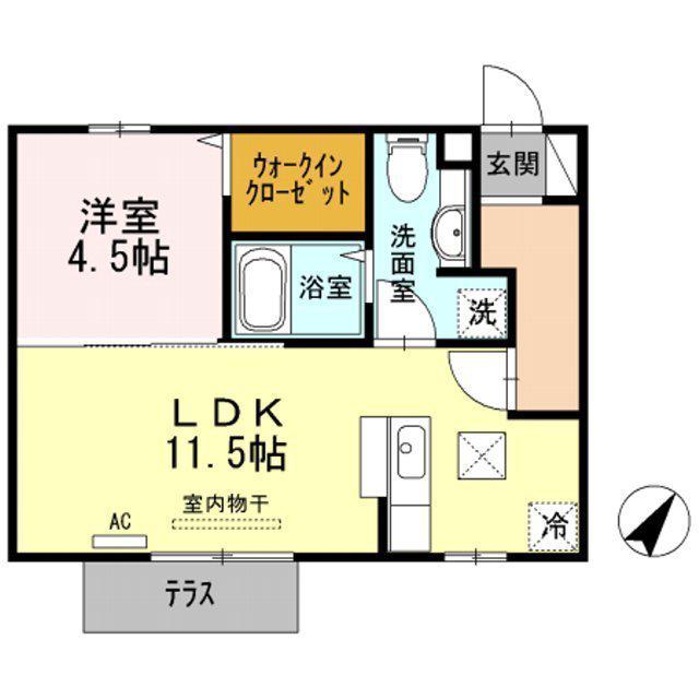 メルメゾン(1LDK/1階)の間取り写真