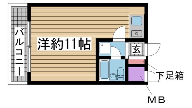 ライオンズマンション三宮(ワンルーム/7階)の間取り写真