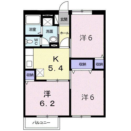 ニューエルディム 翔III(3K/2階)の間取り写真