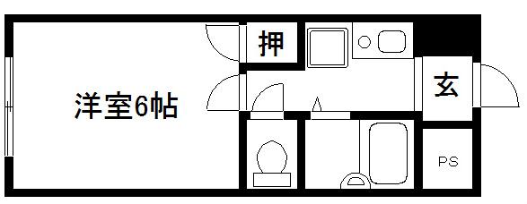 グランタック河原町五条(1K/2階)の間取り写真