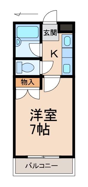パープルハイツ(1K/3階)の間取り写真