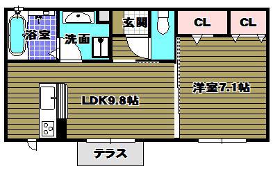 クリサンテーモ(1LDK/1階)の間取り写真