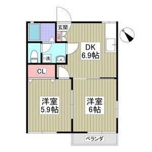 リバーサイド中の宿B(2DK/2階)の間取り写真
