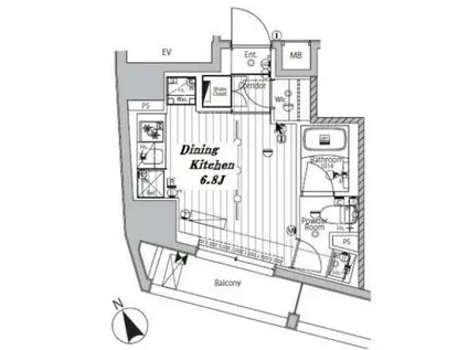 メイクスデザイン品川戸越(1K/7階)の間取り写真