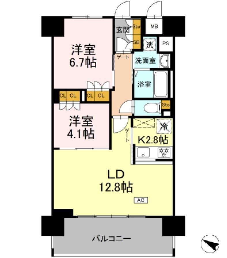 リーラ横浜川和町(2LDK/4階)の間取り写真