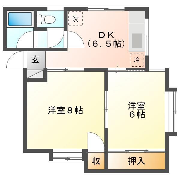 コーポアタカ(2DK/2階)の間取り写真