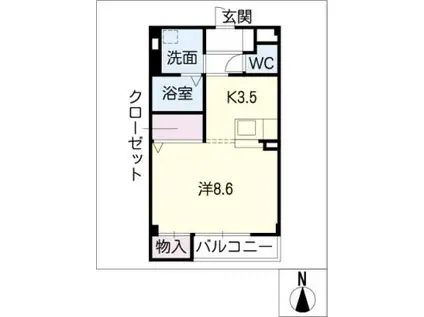 カーサオグリ(1K/2階)の間取り写真