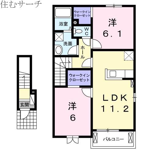 ミュアフィールド2(2LDK/2階)の間取り写真