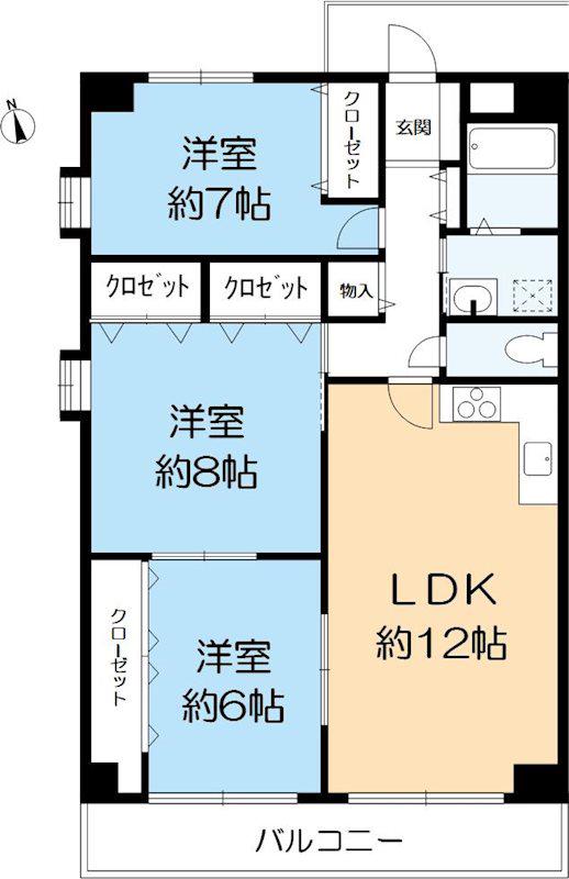 アジュール北六甲(3LDK/2階)の間取り写真