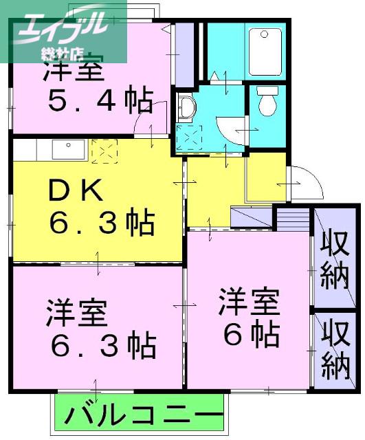 グッドライフ茶屋町 C棟(3DK/1階)の間取り写真