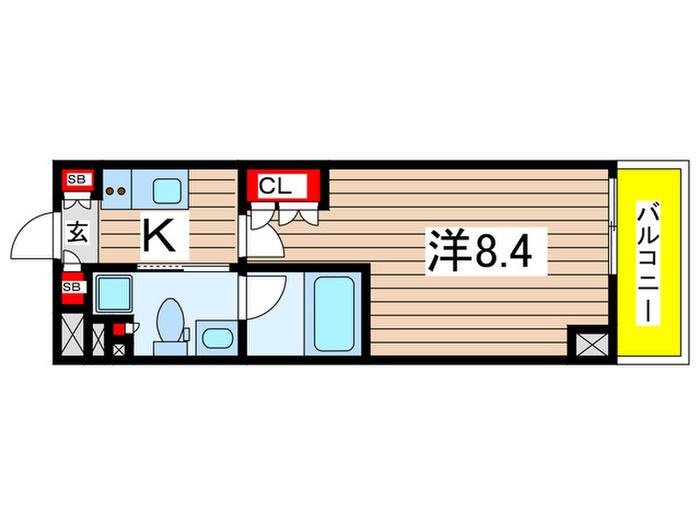 プラウドフラット菊川(1K/1階)の間取り写真