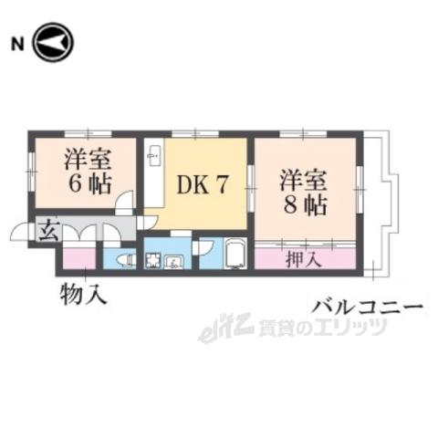 第2ニューシャトー長岡(2DK/2階)の間取り写真