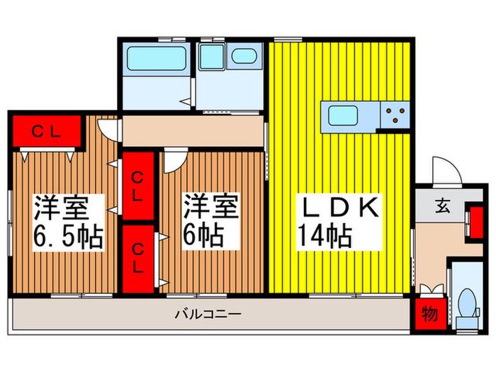 リュミエール(2LDK/2階)の間取り写真