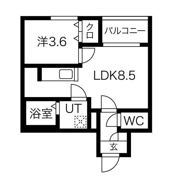 R-SMART 中村公園(1LDK/1階)の間取り写真