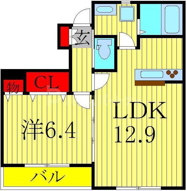 SUN SAISON S棟(1LDK/1階)の間取り写真