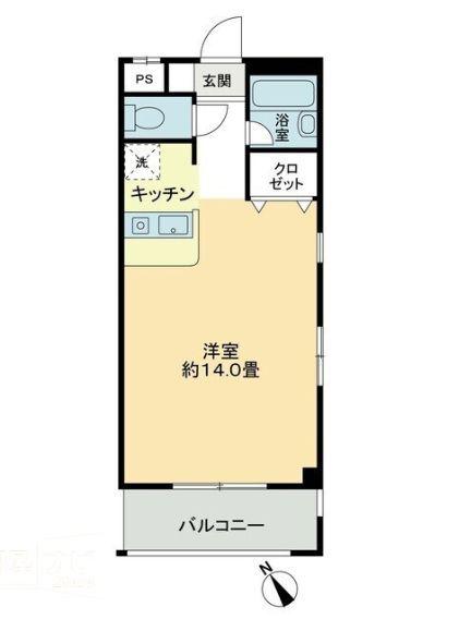 ビブラン宇多津(ワンルーム/3階)の間取り写真
