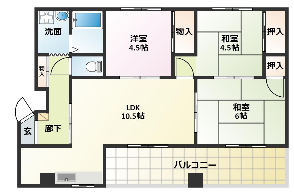 コーポイソダ(3LDK/2階)の間取り写真