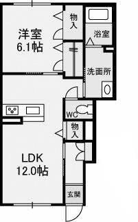 アリビオ・K(1LDK/1階)の間取り写真